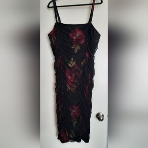 Torrid 2x black floral rouched dress
